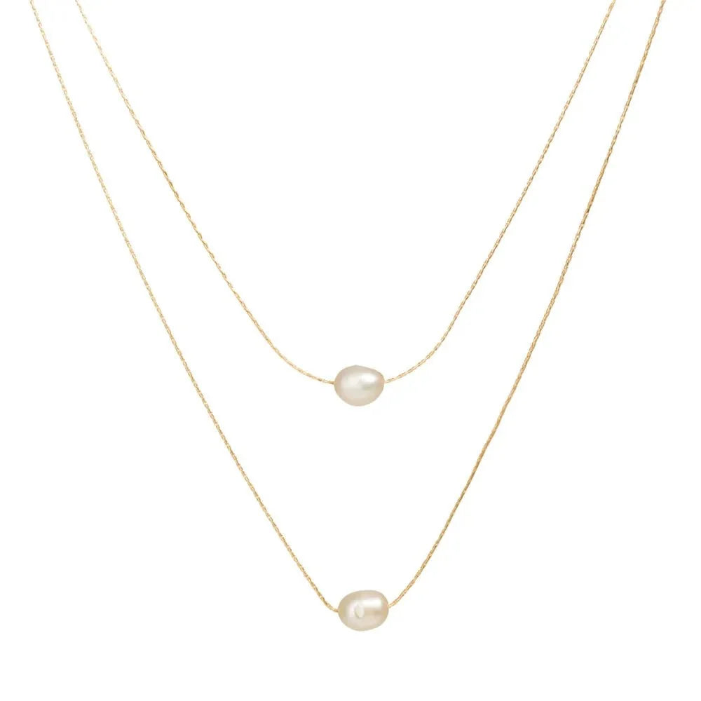 Layered Dainty Strung Pearls Necklace