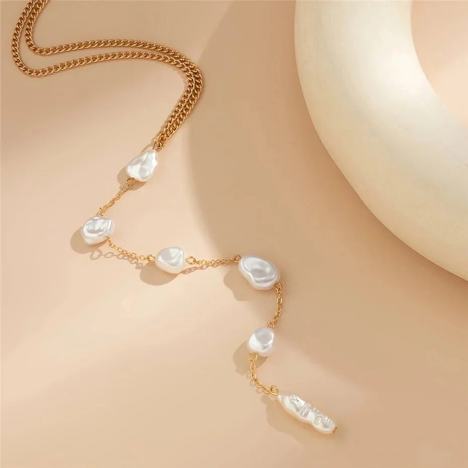Long Pearl Drop Tassel Necklace