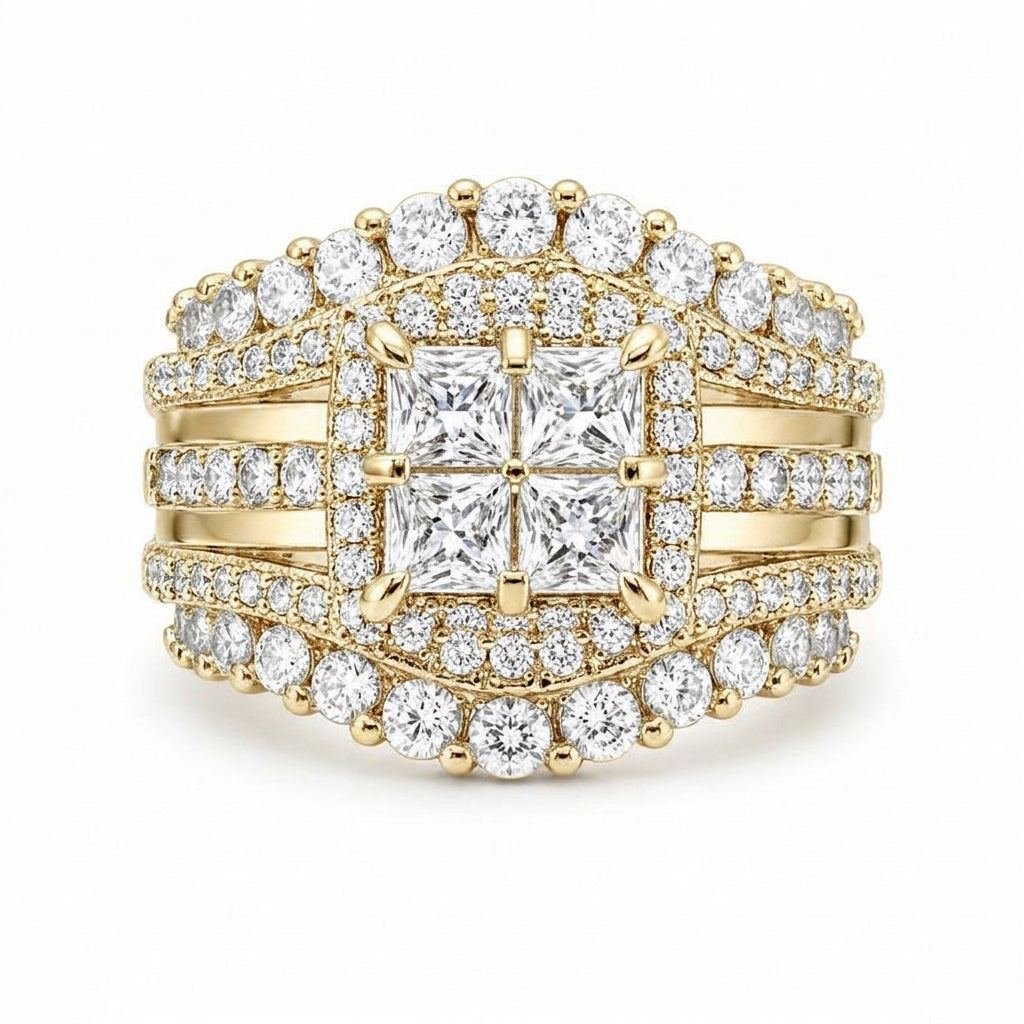 5-in-1 Diamond Accented Ring Stack in gold