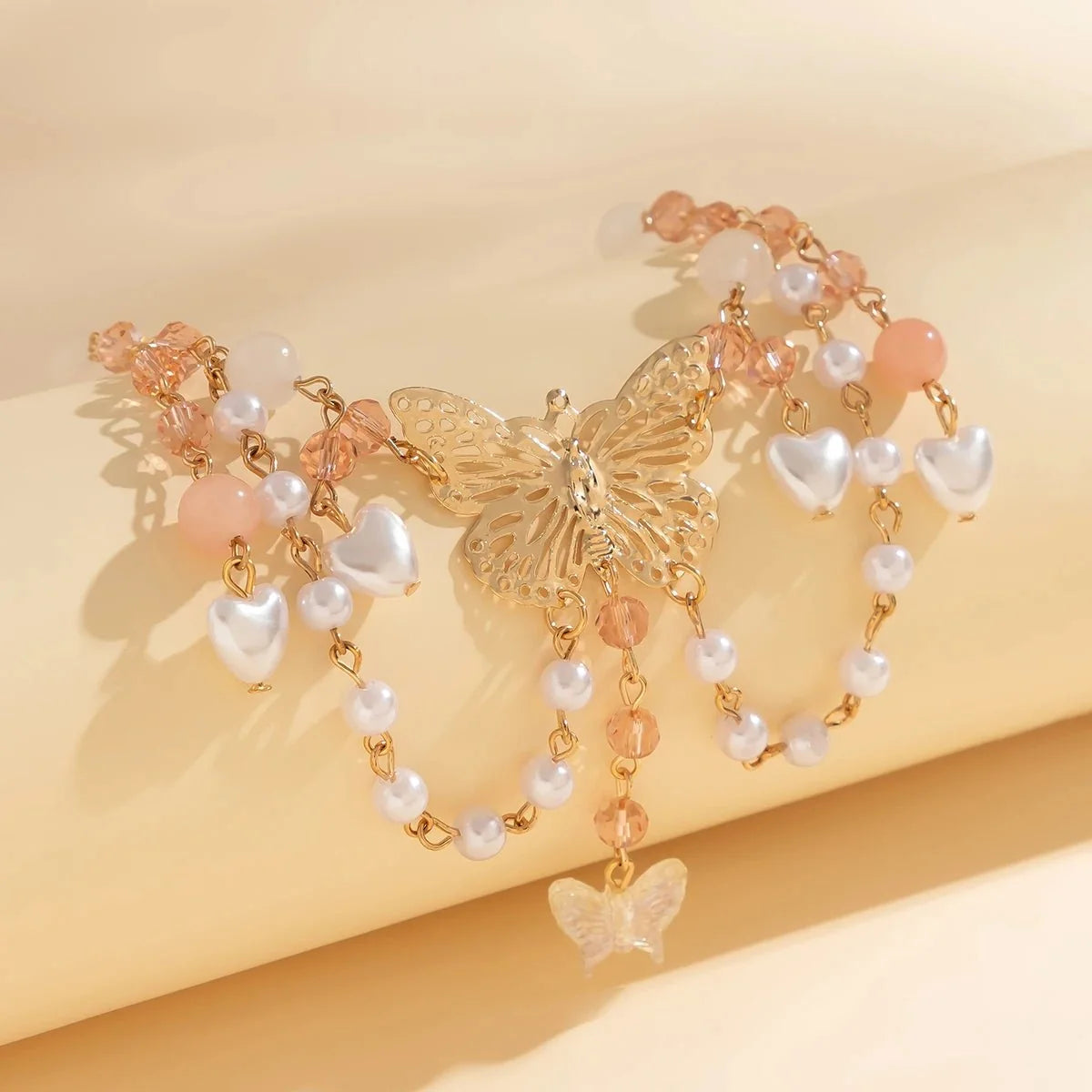 Multi Layered Butterfly Heart Choker Necklace
