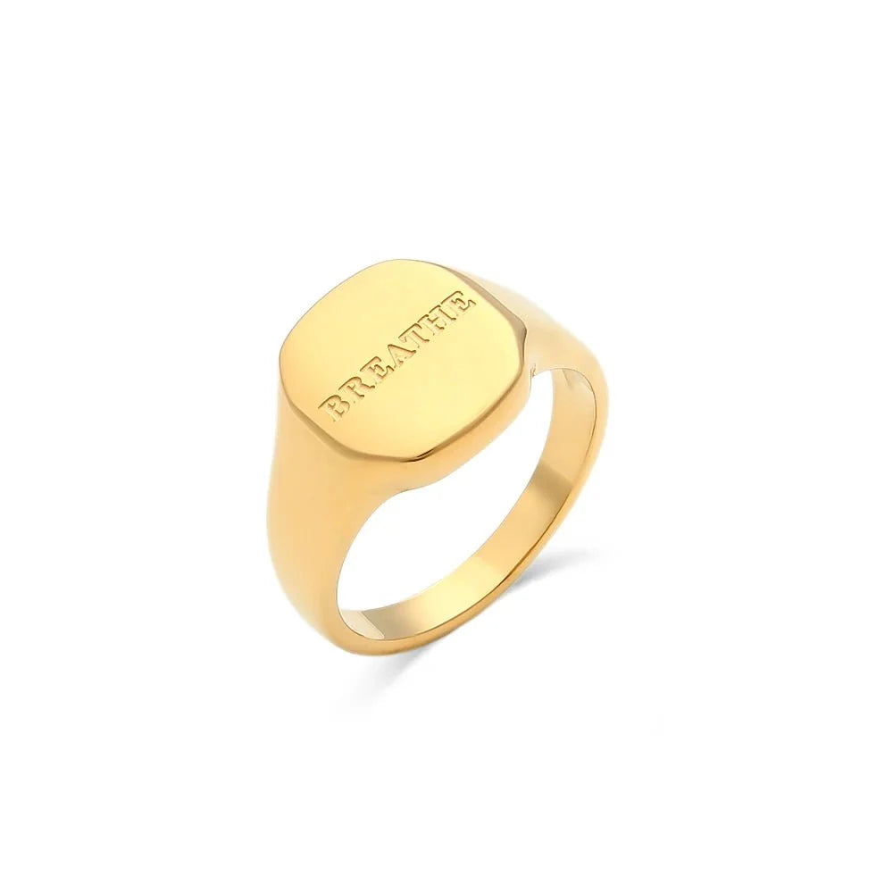 positive affirmation engraved rings