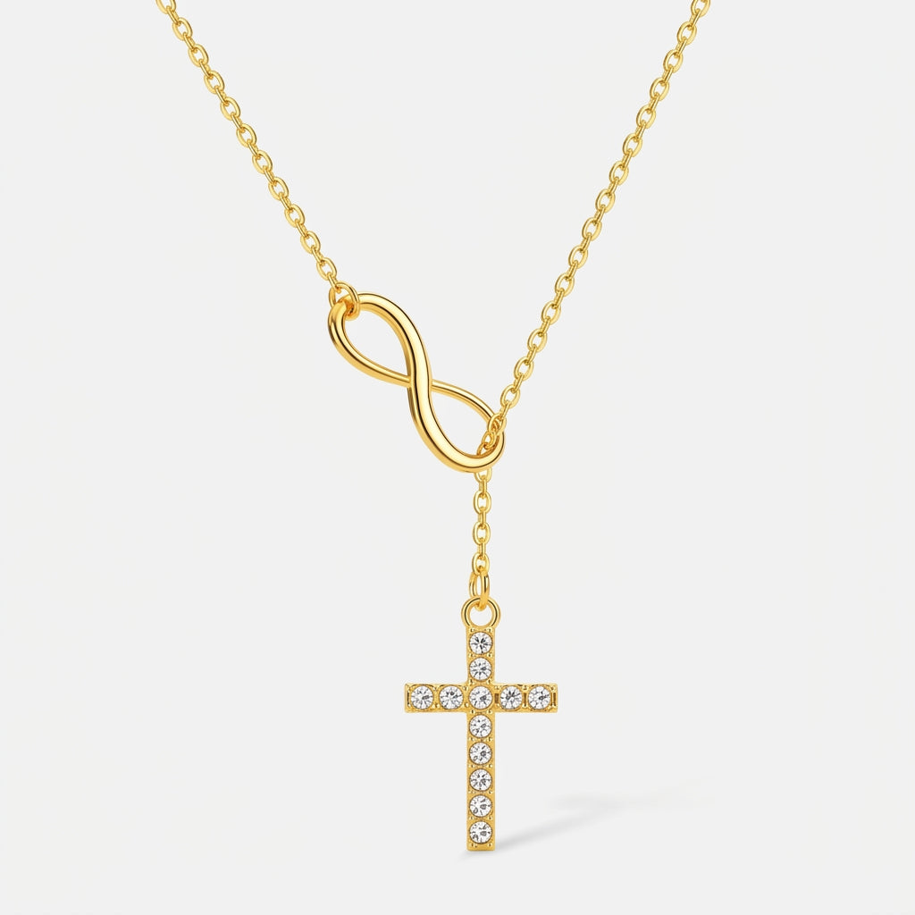 18k Infinity Cross Thread Necklace