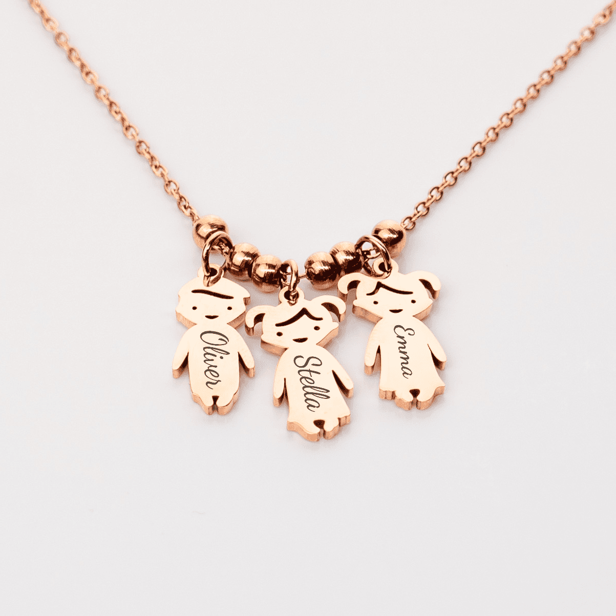 Dainty Family Charm Necklace in rose gold
