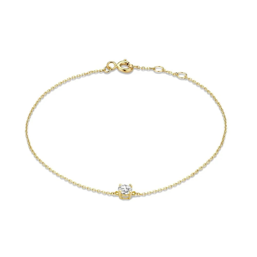 S925 Dainty Single Diamond Bracelets in gold
