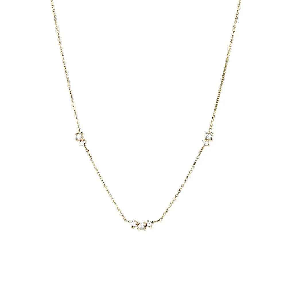 S925 Dainty Triple Zircon Necklace in gold