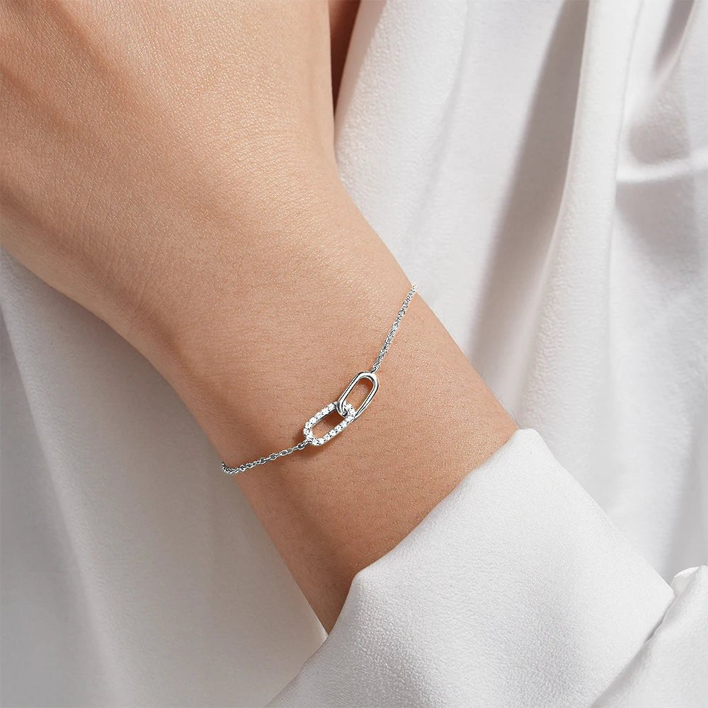 S925 Forever Linked Diamond Contrast Bracelet in silver