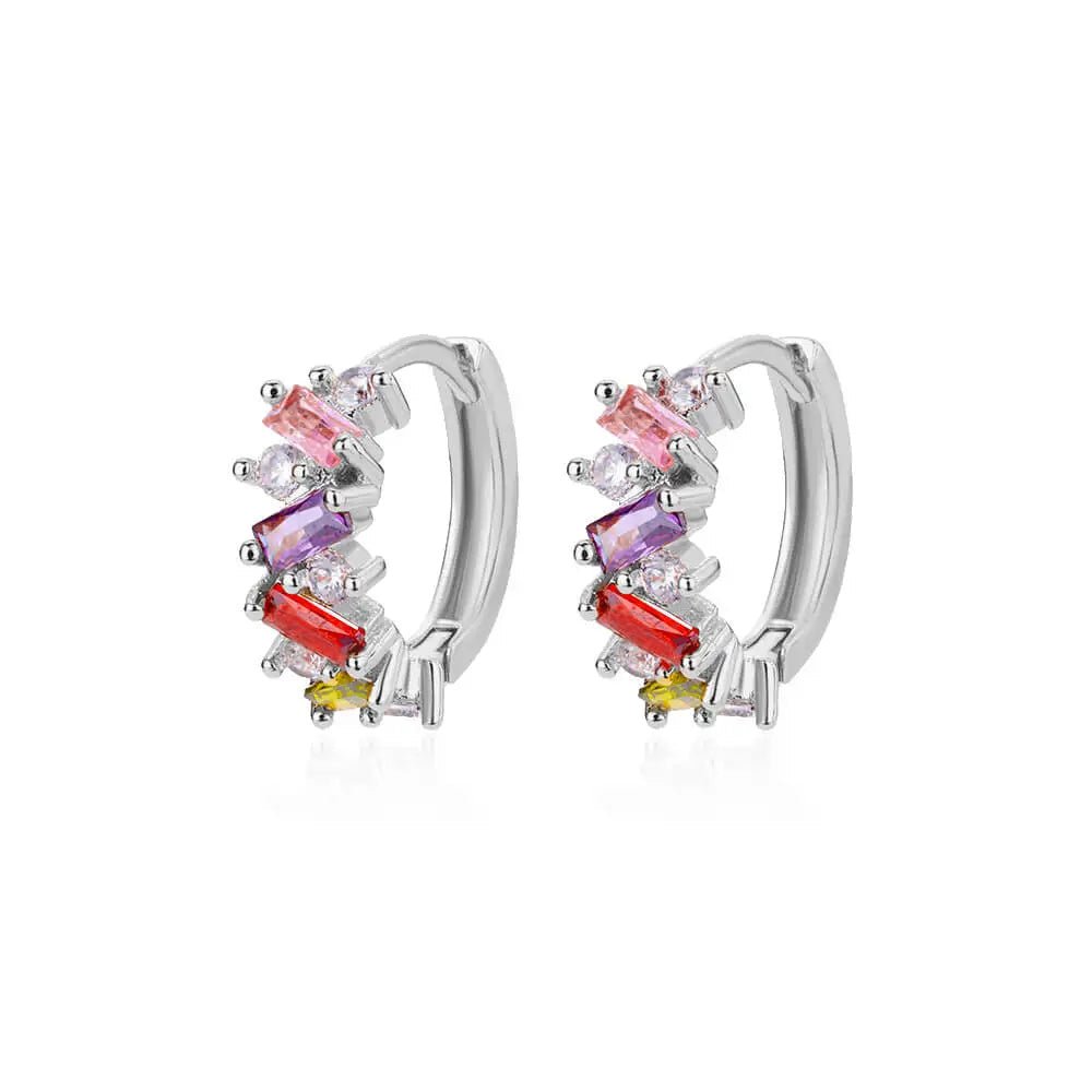 Scattered Diamonds Hoop Earrings in scattered mix