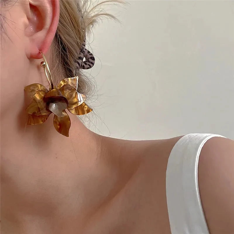 Statement Floral Hoop Earrings