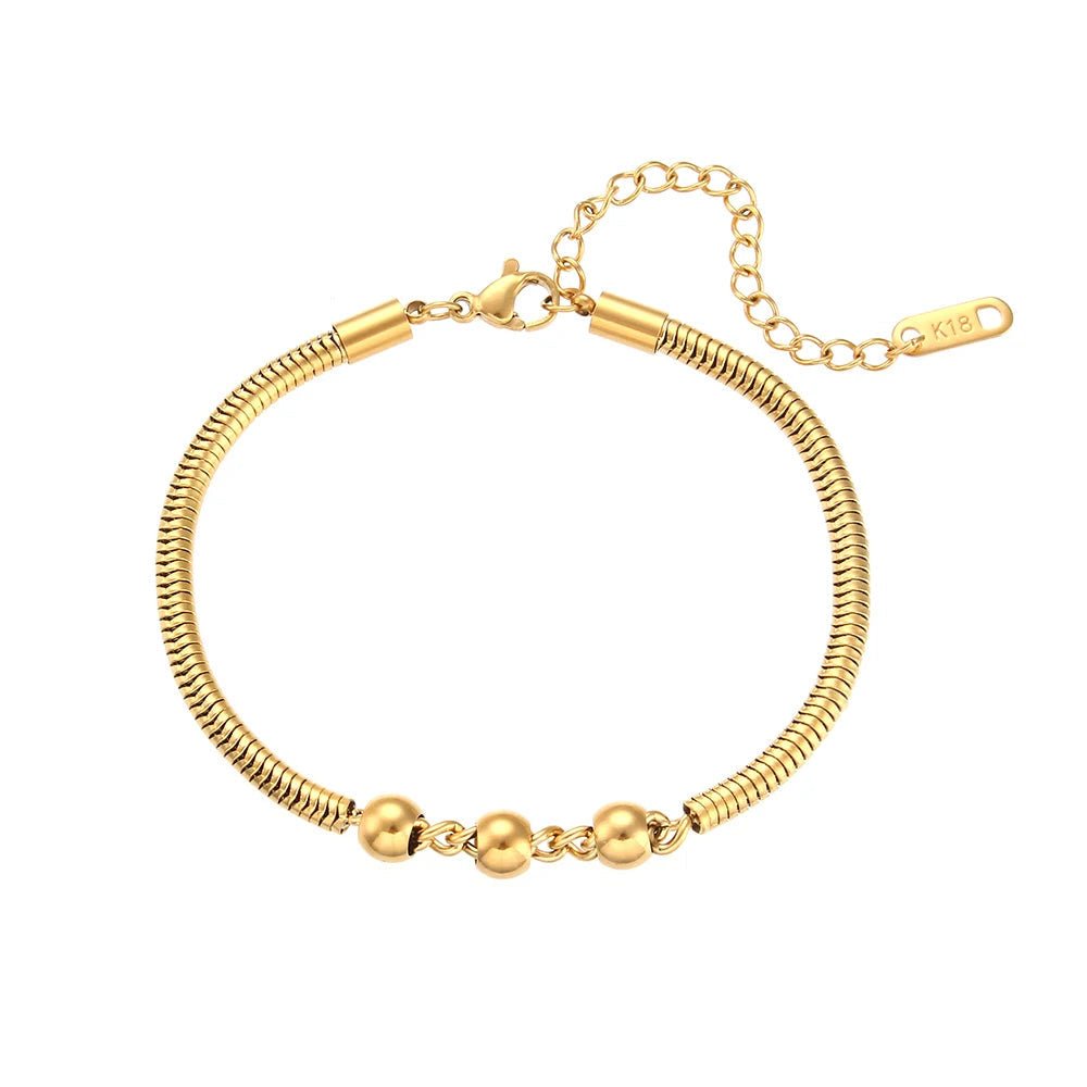 Thick Snake Chain Beaded Necklace and Bracelet