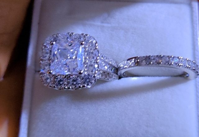 5-in-1 Diamond Accented Ring Stack worn by a customer