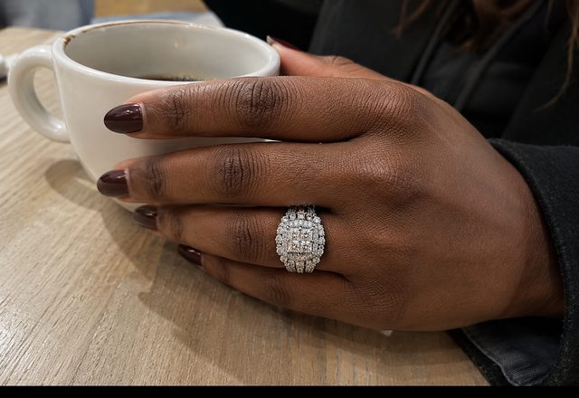 5-in-1 Diamond Accented Ring Stack worn by a customer