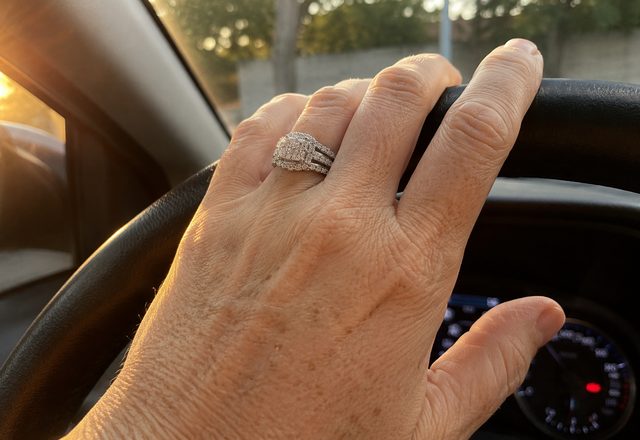 5-in-1 Diamond Accented Ring Stack worn by a customer