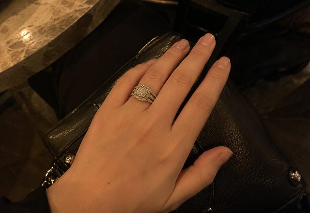 5-in-1 Diamond Accented Ring Stack worn by a customer