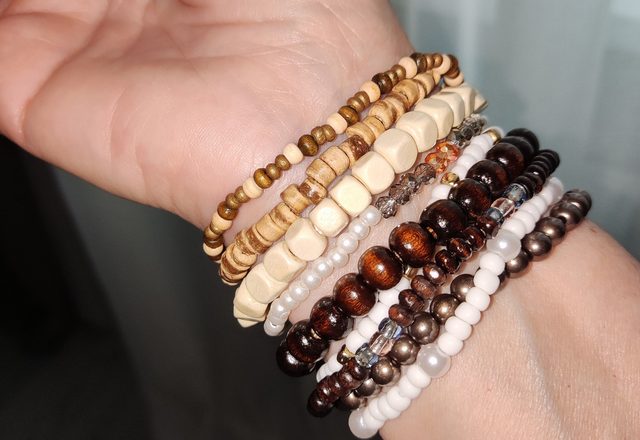 10pc Adjustable Boho Bracelet Variety Set worn by a customer