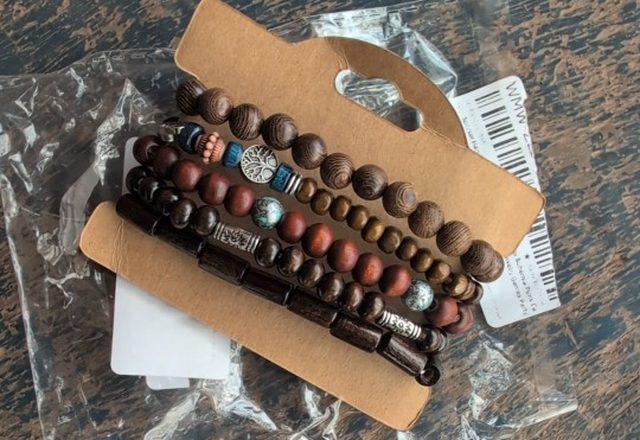 10pc Adjustable Boho Bracelet Variety Set worn by a customer