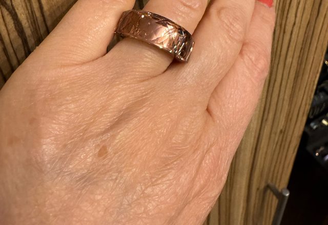 Boho Chunky Crystal Ring worn by a customer