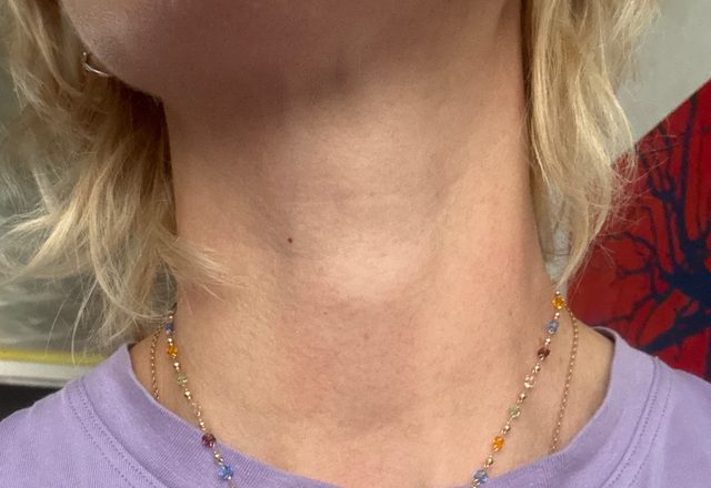 Dainty Colorful Gem Set Cross Necklace worn by a customer