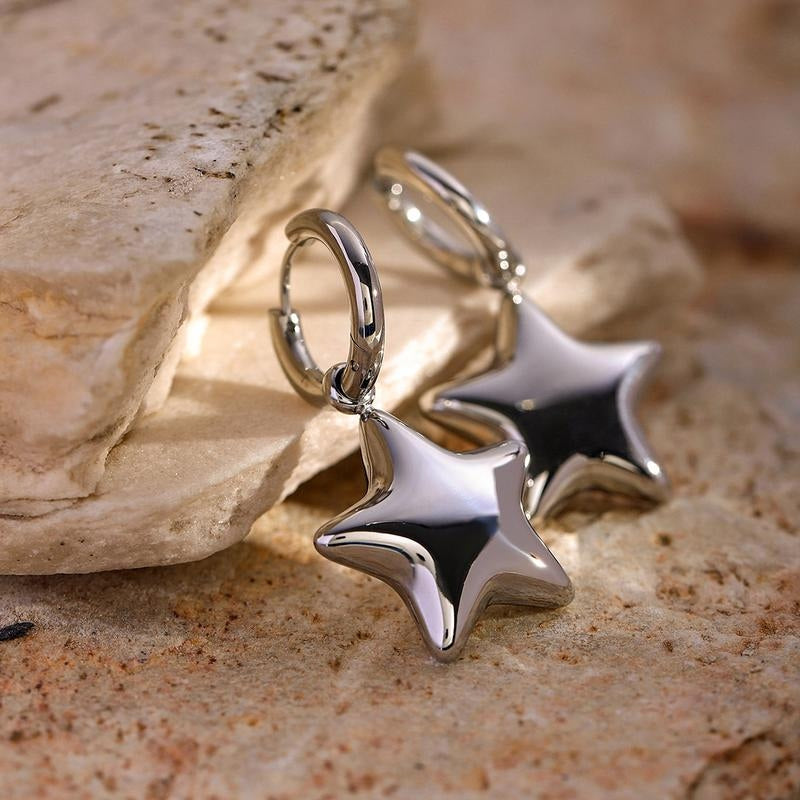 Bubble Star Huggie Hoop Earrings