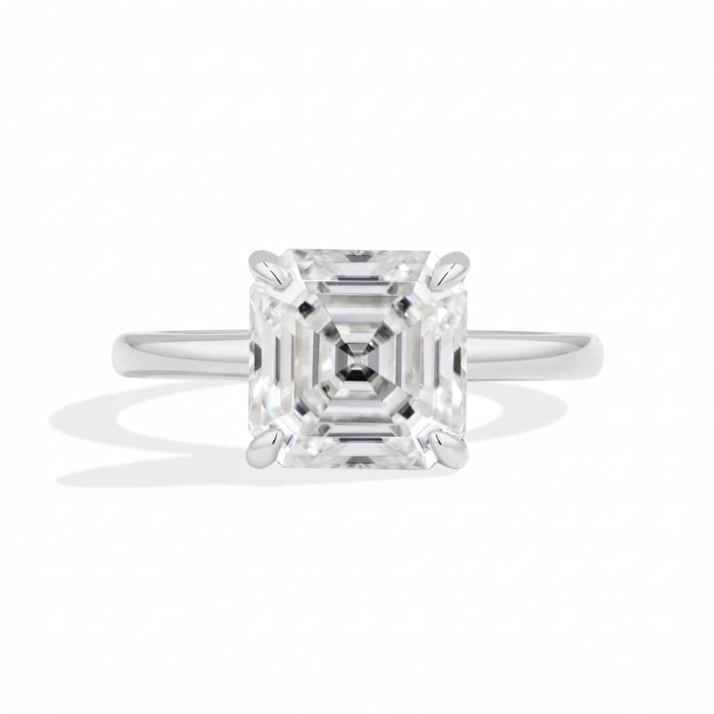 S925 Asscher Cut Moissanite Ring in silver