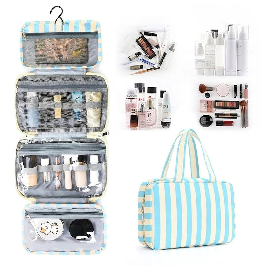 Striped Hanging Toiletry Bag
