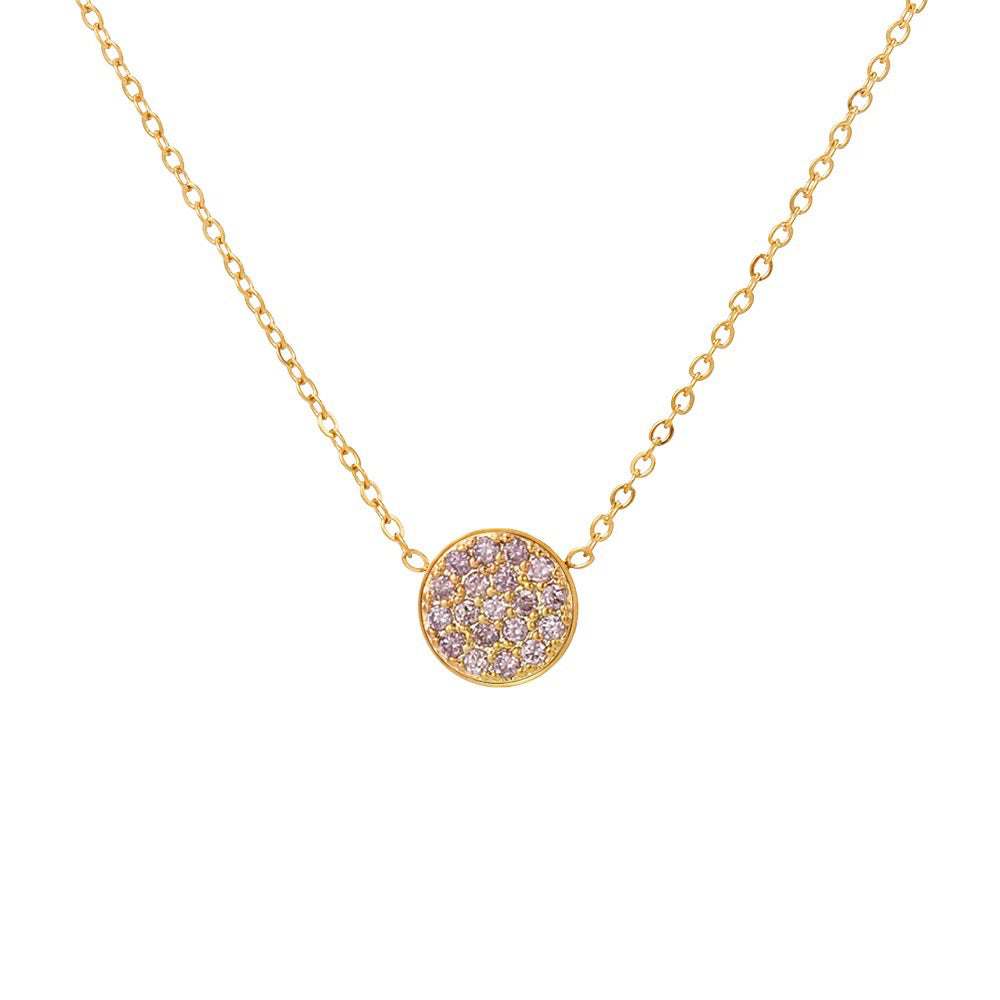 Dainty Diamond Speckled Birthstone Circle Necklace in gold