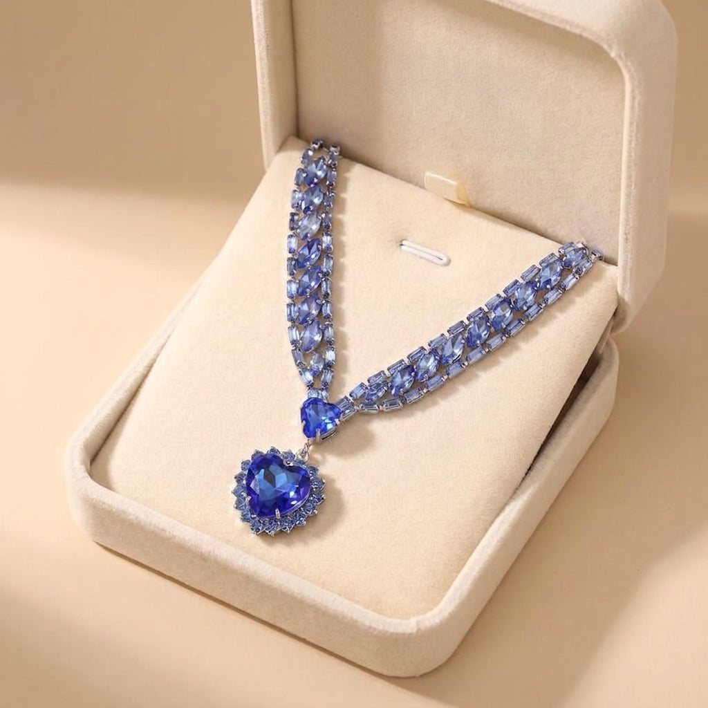 Elegant Ocean Heart Necklace