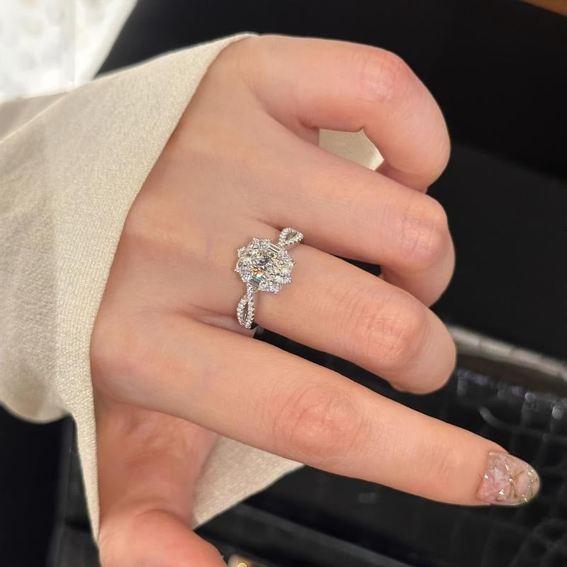 Oval Cut Halo Statement Ring