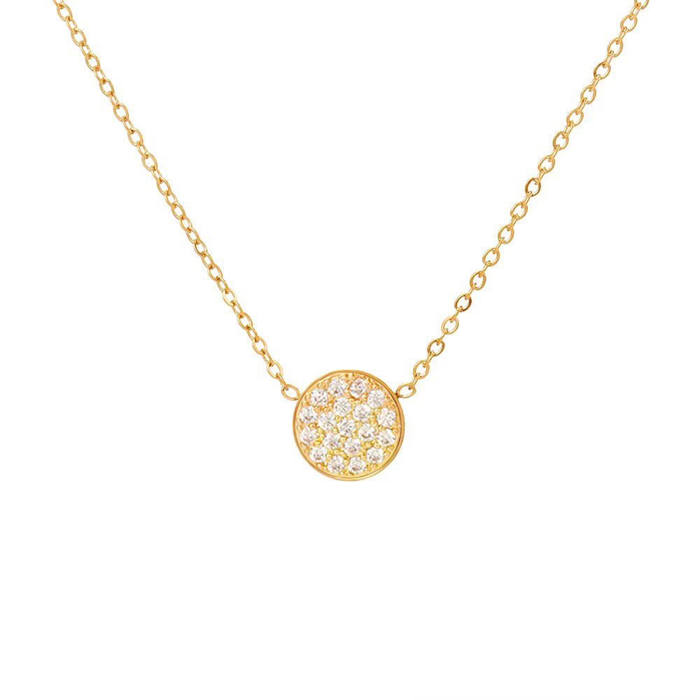 Dainty Diamond Speckled Birthstone Circle Necklace in gold