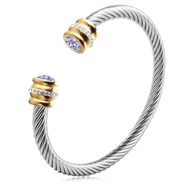 Personalized Birthstone Ends Twist Cuff Bracelets