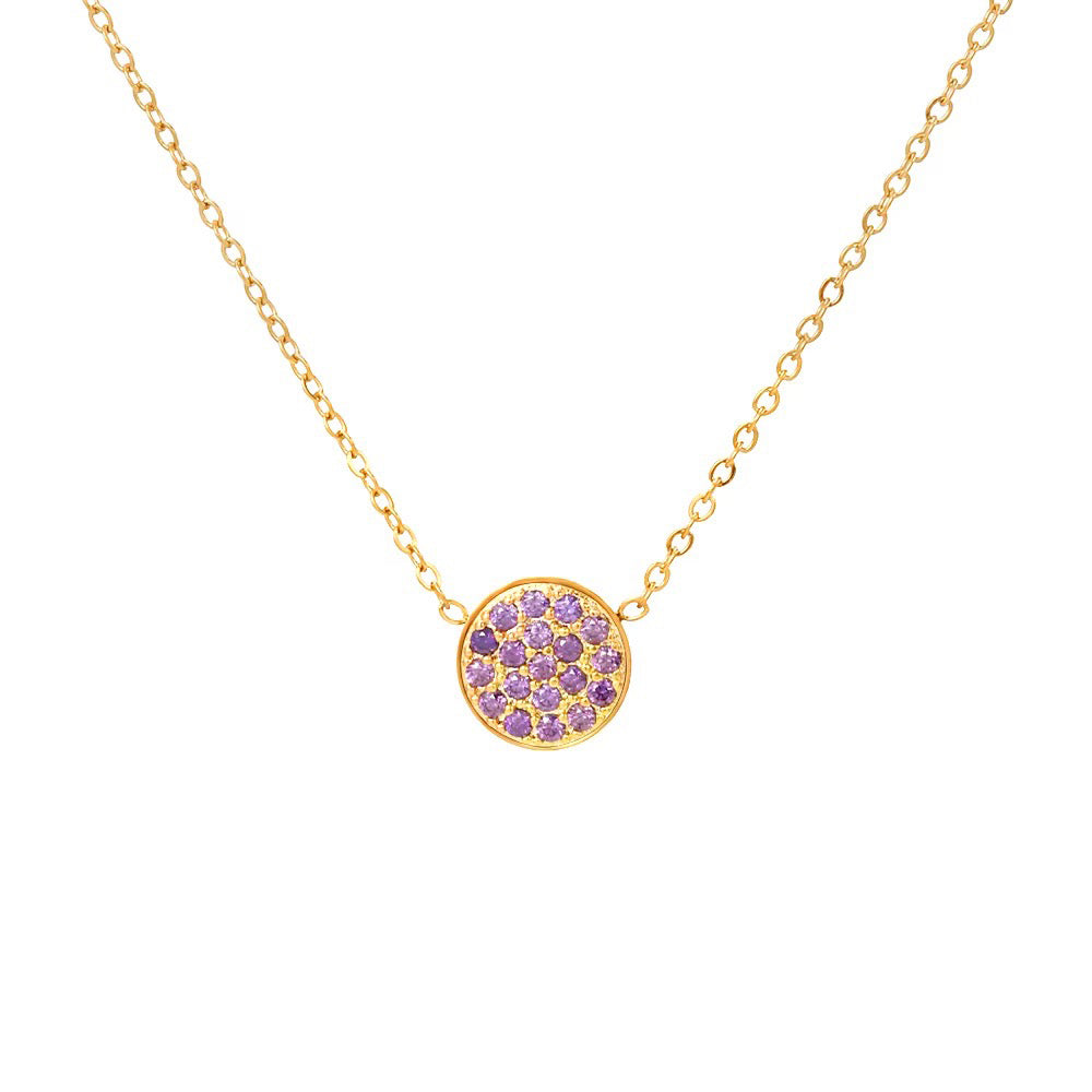 Dainty Diamond Speckled Birthstone Circle Necklace in gold