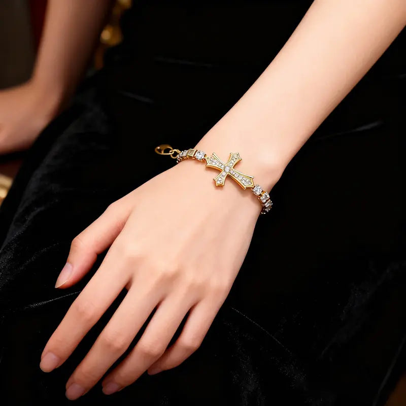 Statement Cross Tennis Bracelet