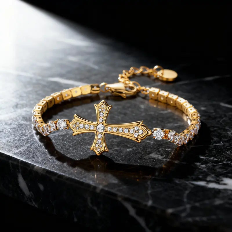 Statement Cross Tennis Bracelet