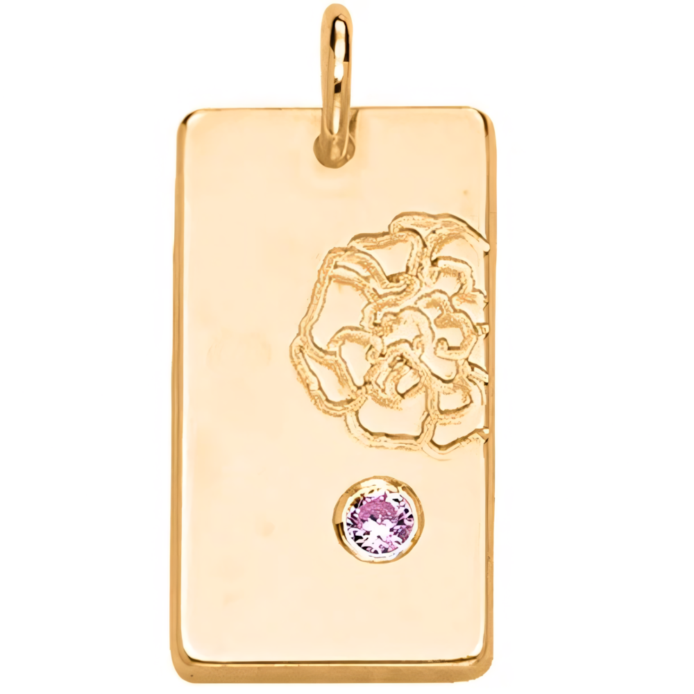 Personalized Name Dainty Satellite Chain Birth Flower & Stone Necklace in gold