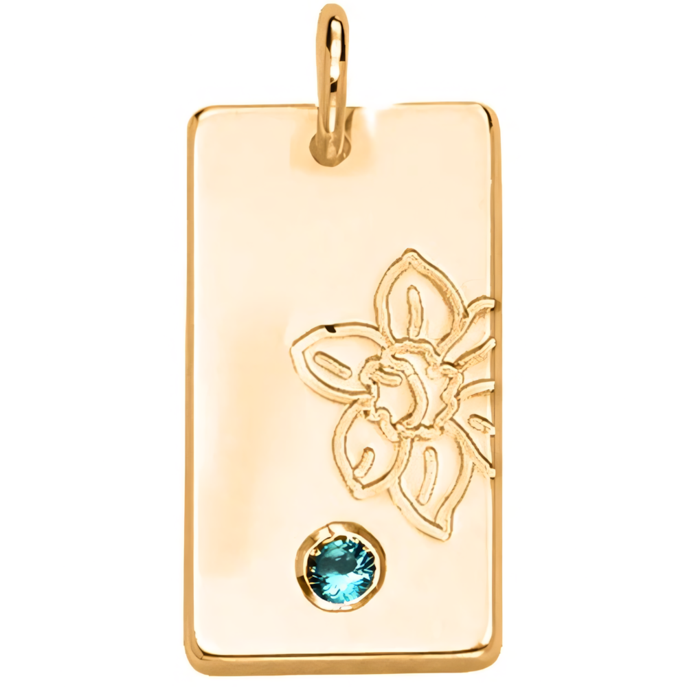 Personalized Name Dainty Satellite Chain Birth Flower & Stone Necklace in gold