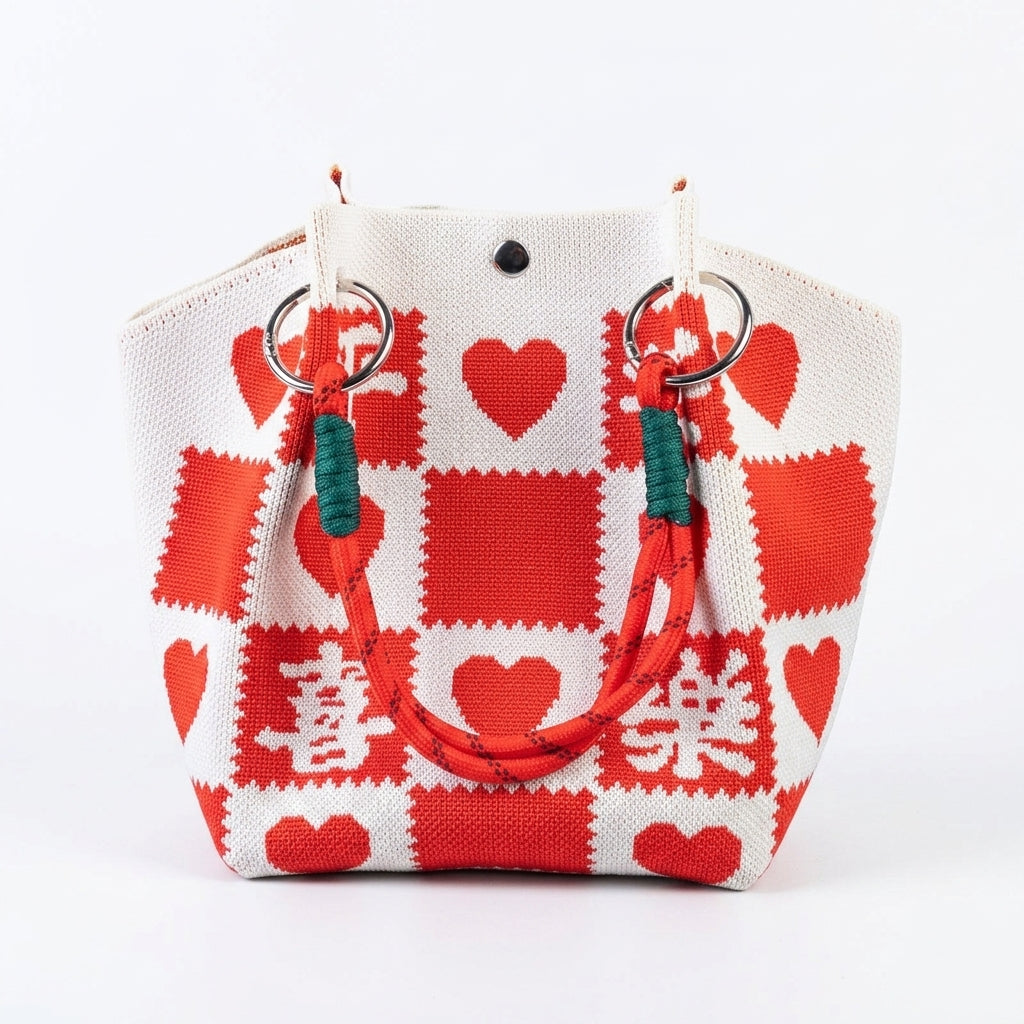 Knit Magnetic Clasp Bucket Bag