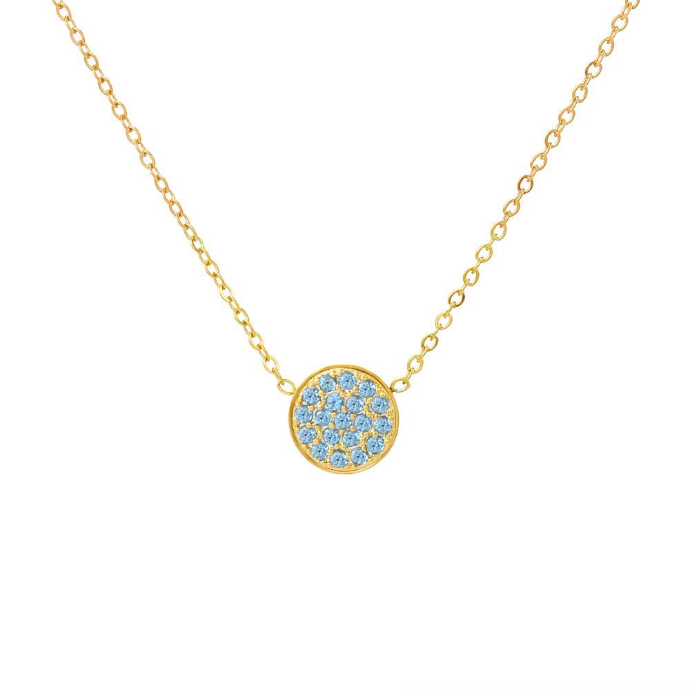 Dainty Diamond Speckled Birthstone Circle Necklace in gold