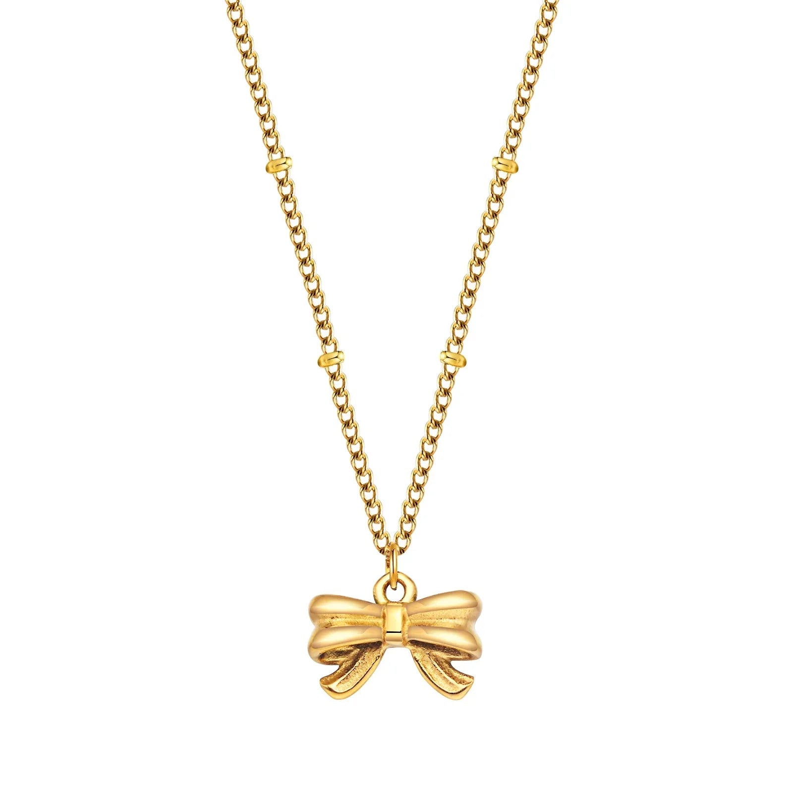 14k Dainty Feminine Bow Necklace