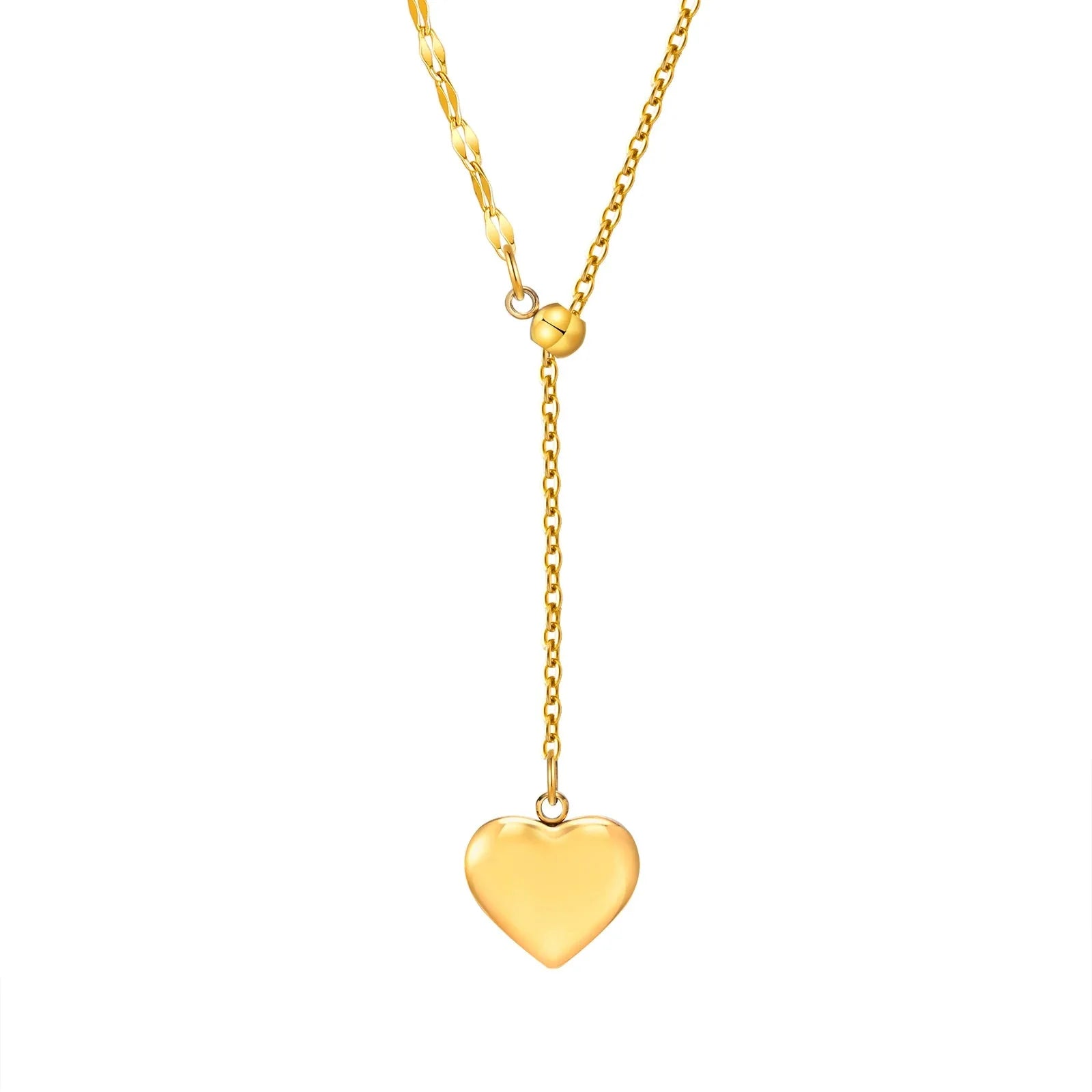 14k Dainty Feminine Heart Dangle Necklace