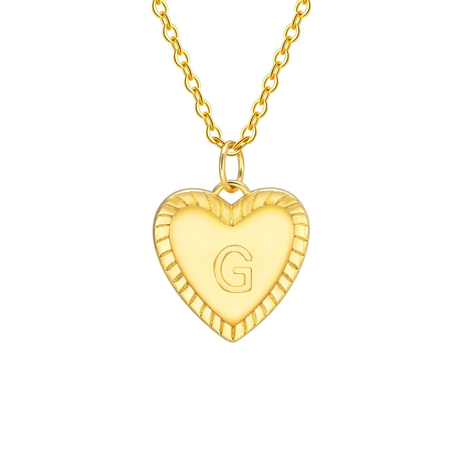 14k dainty heart pendant letter initial necklace