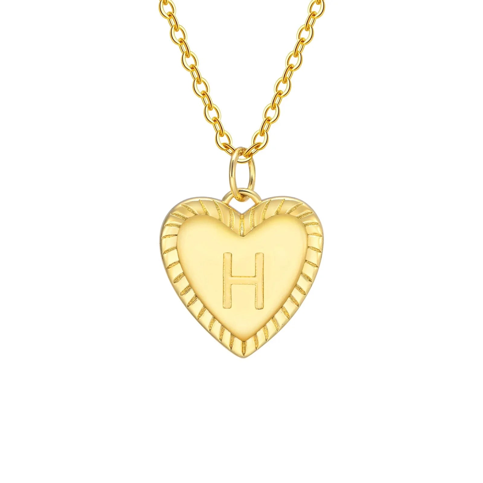 14k dainty heart pendant letter initial necklace