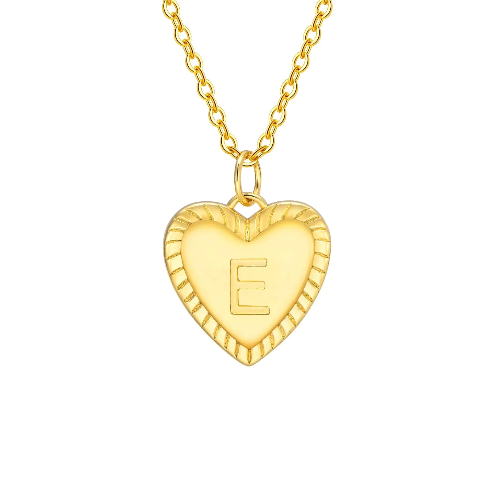 14k dainty heart pendant letter initial necklace