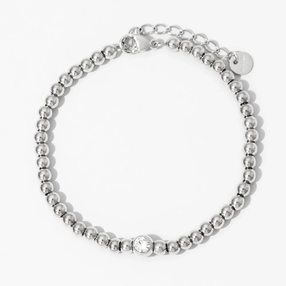 18k Beaded Diamond Center Necklace and Bracelets in silver