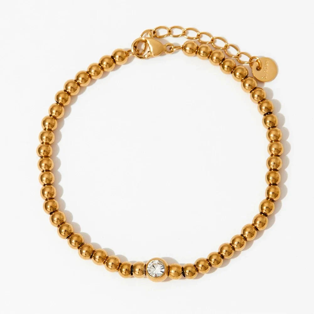 18k Beaded Diamond Center Necklace and Bracelets in gold