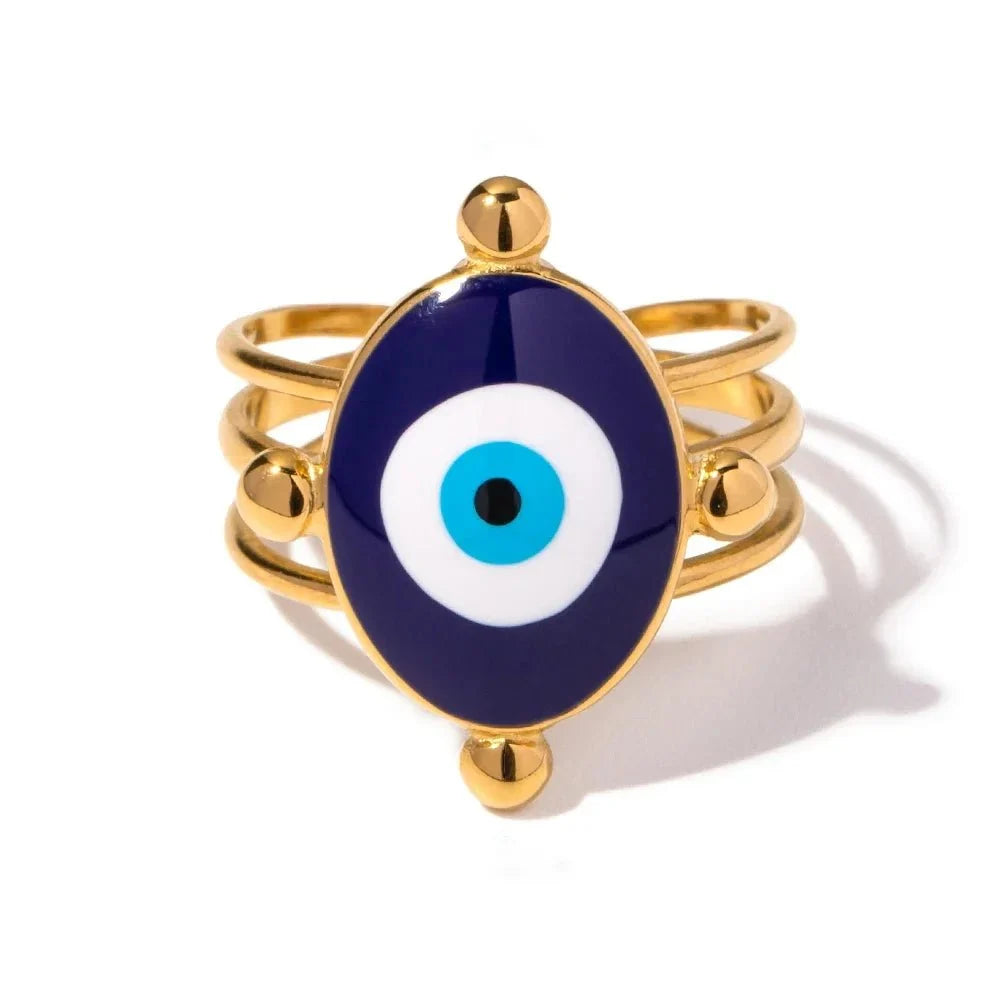 18k bohemian evil eye rings