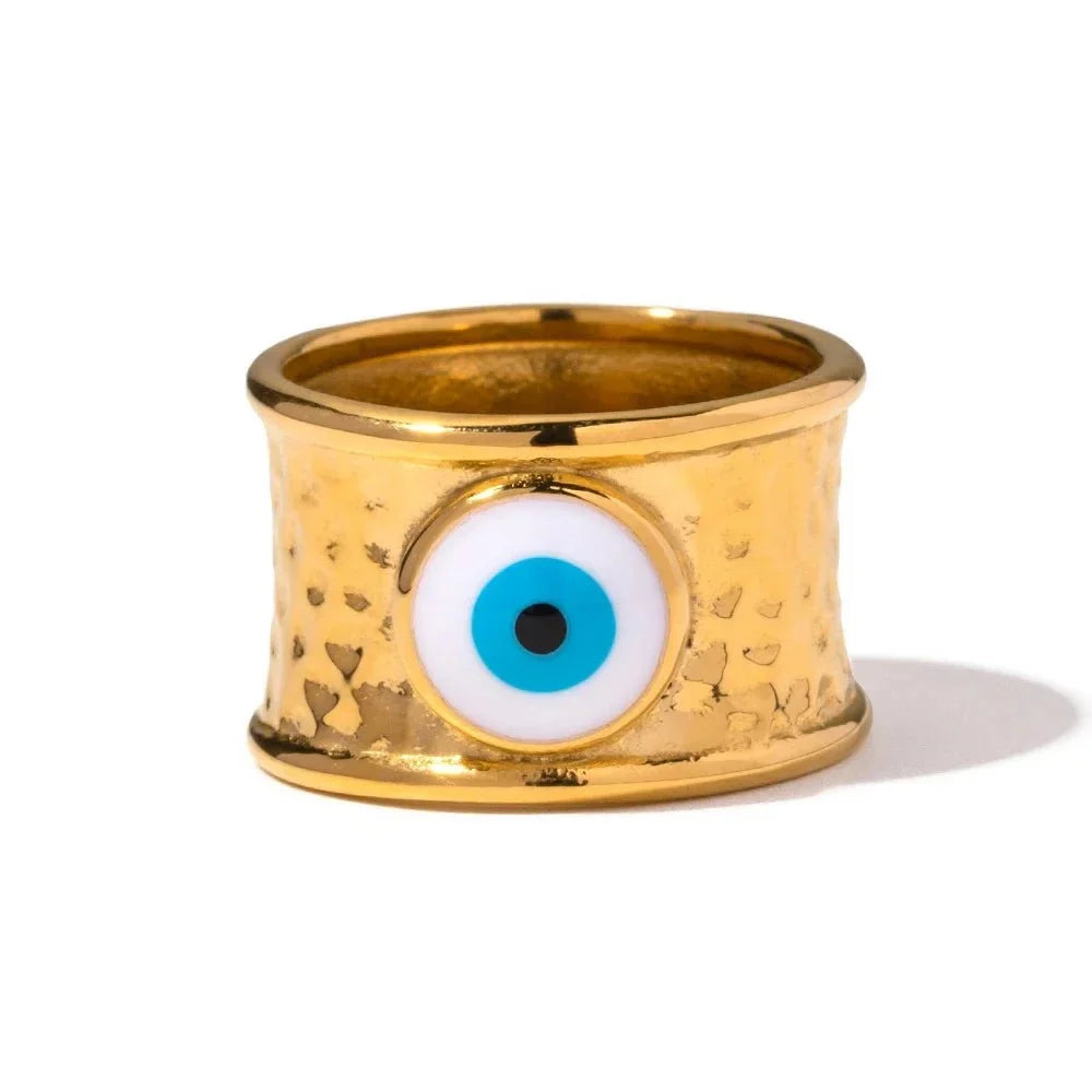 18k bohemian evil eye rings