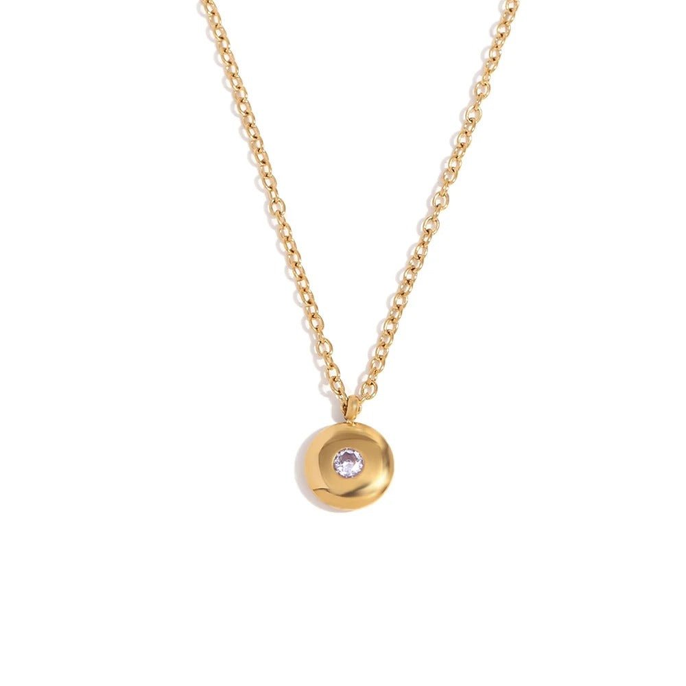 18k dainty minimal birthstone necklace
