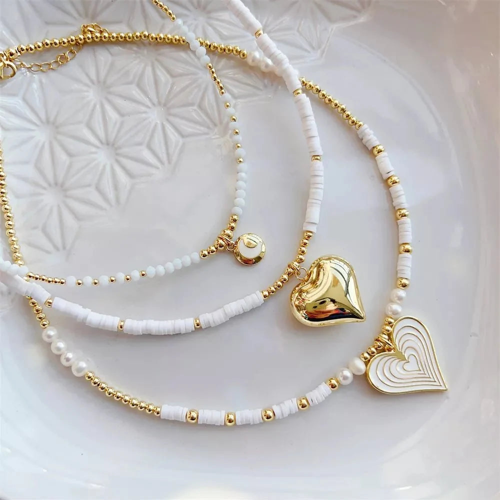 18K Gold Boho Heart Choker Necklaces