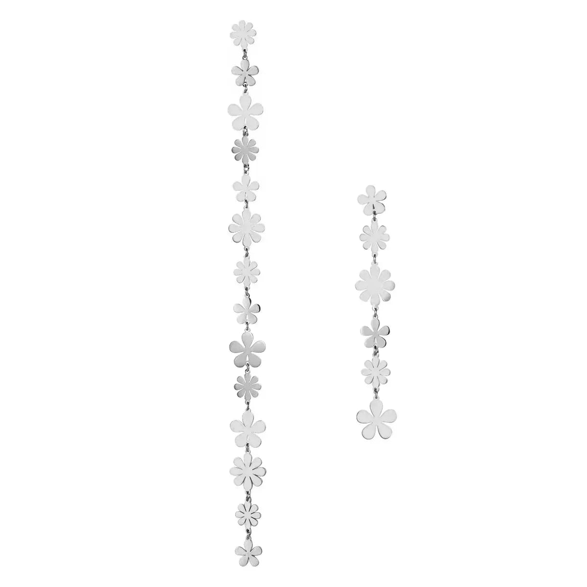 18k Staggering Floral Earrings in silver