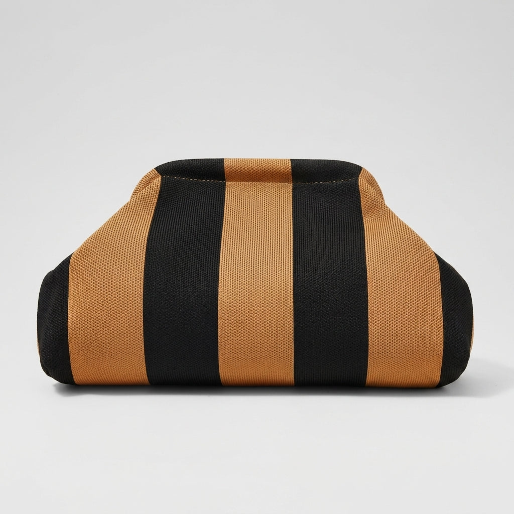 woven striped pouch clutch