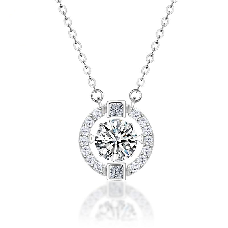1CT Floating Halo Pendant Necklace